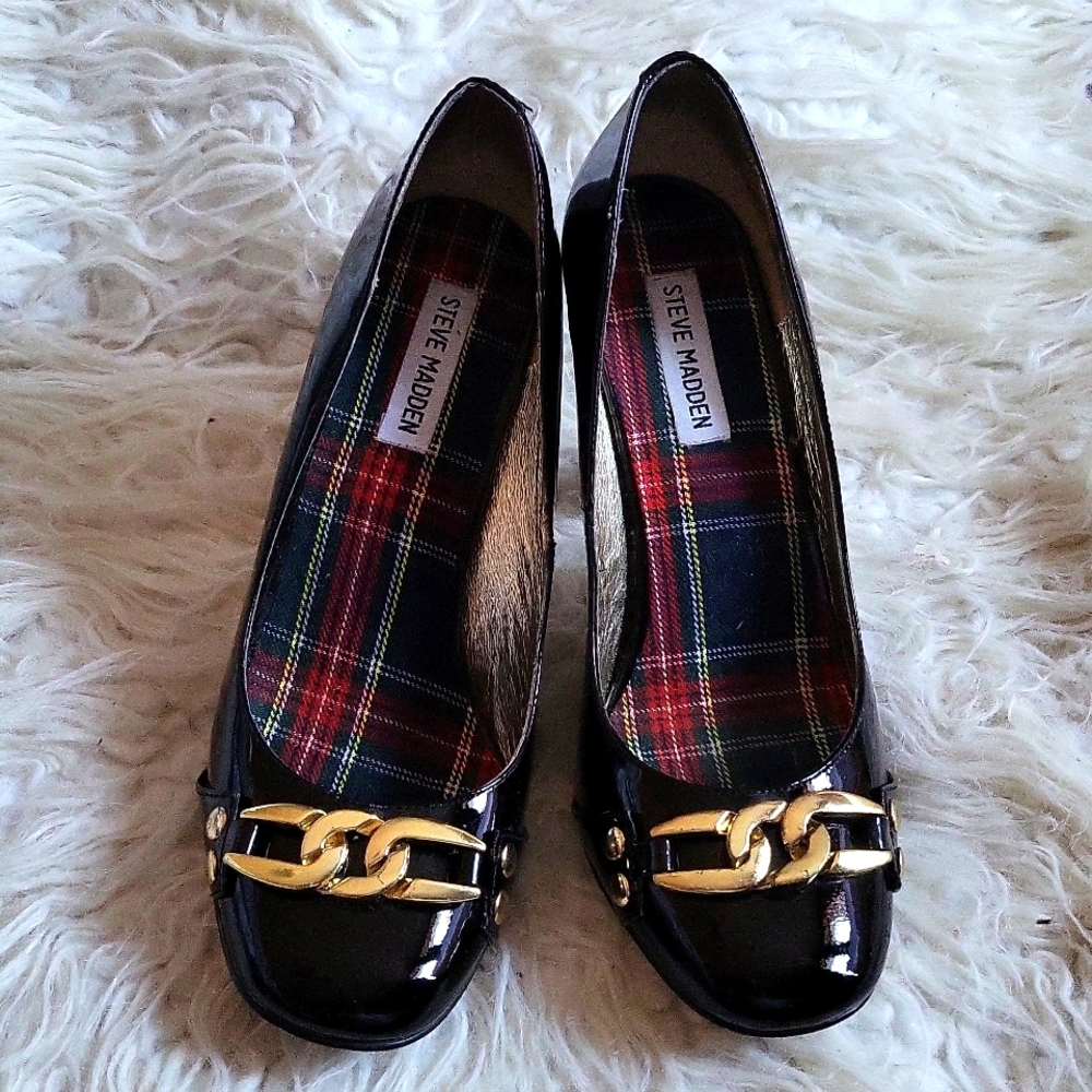 Steve Madden Black Heels Merri Leather Upper Heels